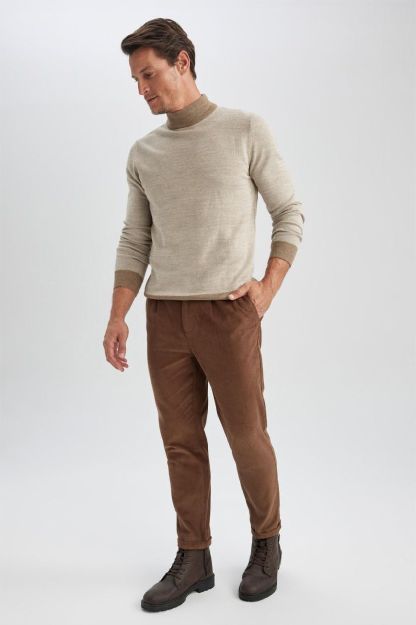 Мужчины Верблюжья шерсть Брюки из бархата