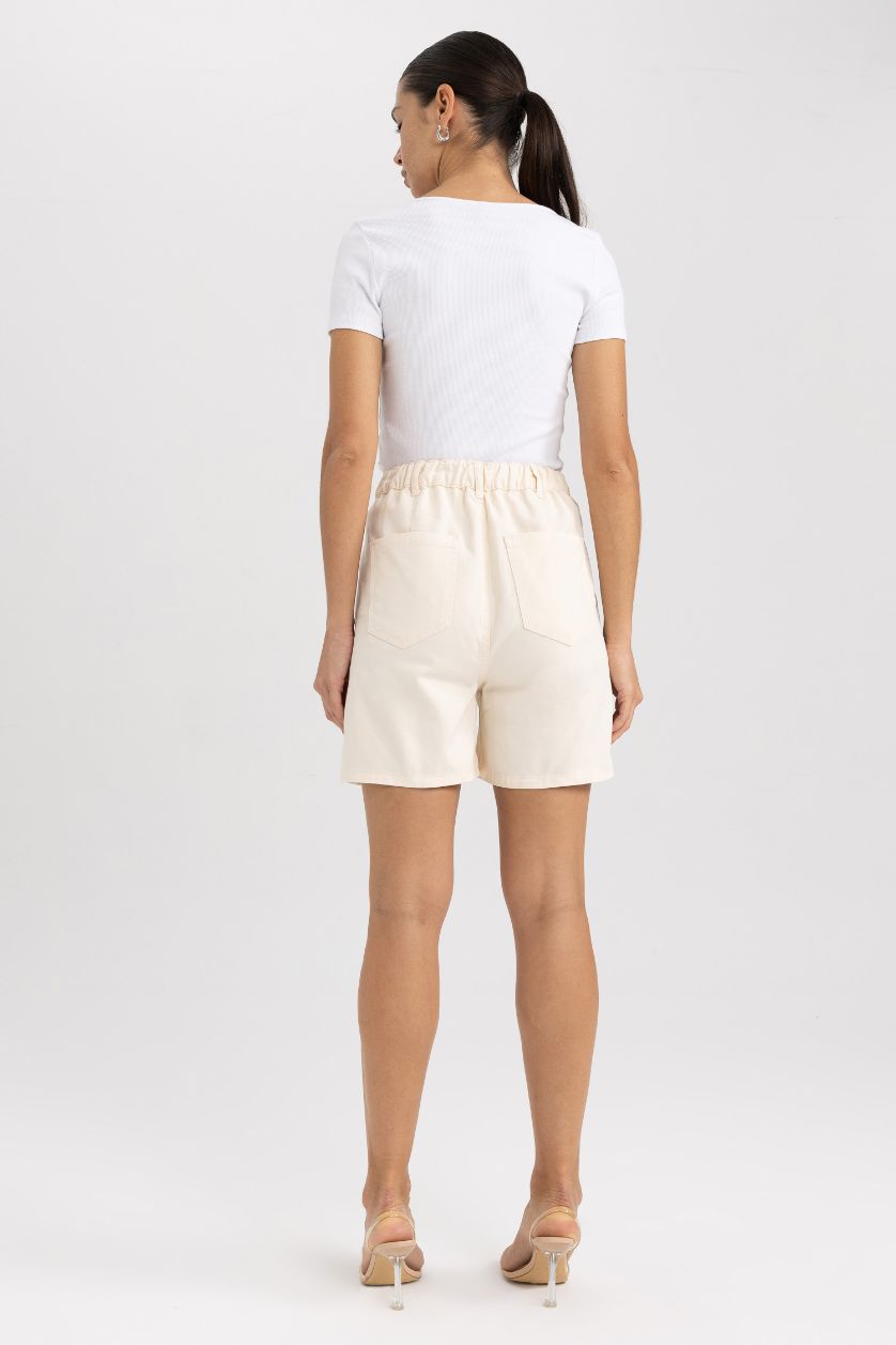 WOMAN Sand Gabardine High Waist Double Hem Shorts