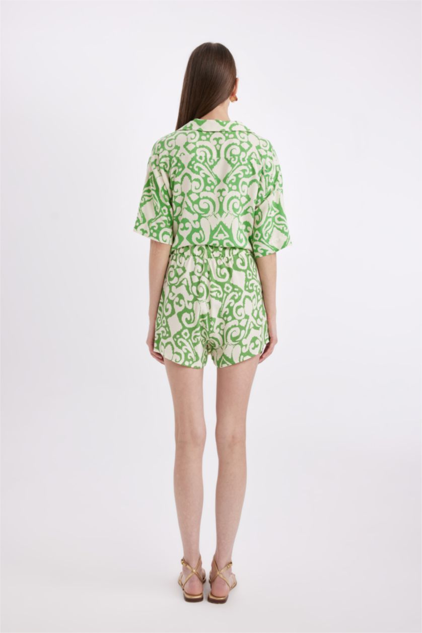 FEMME Vert Short taille haute à jambes larges en viscose