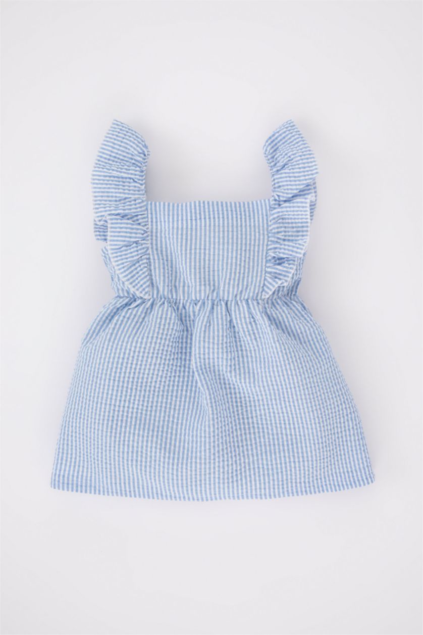 BABY GIRL White Regular Fit Striped Sleeveless Woven Dress