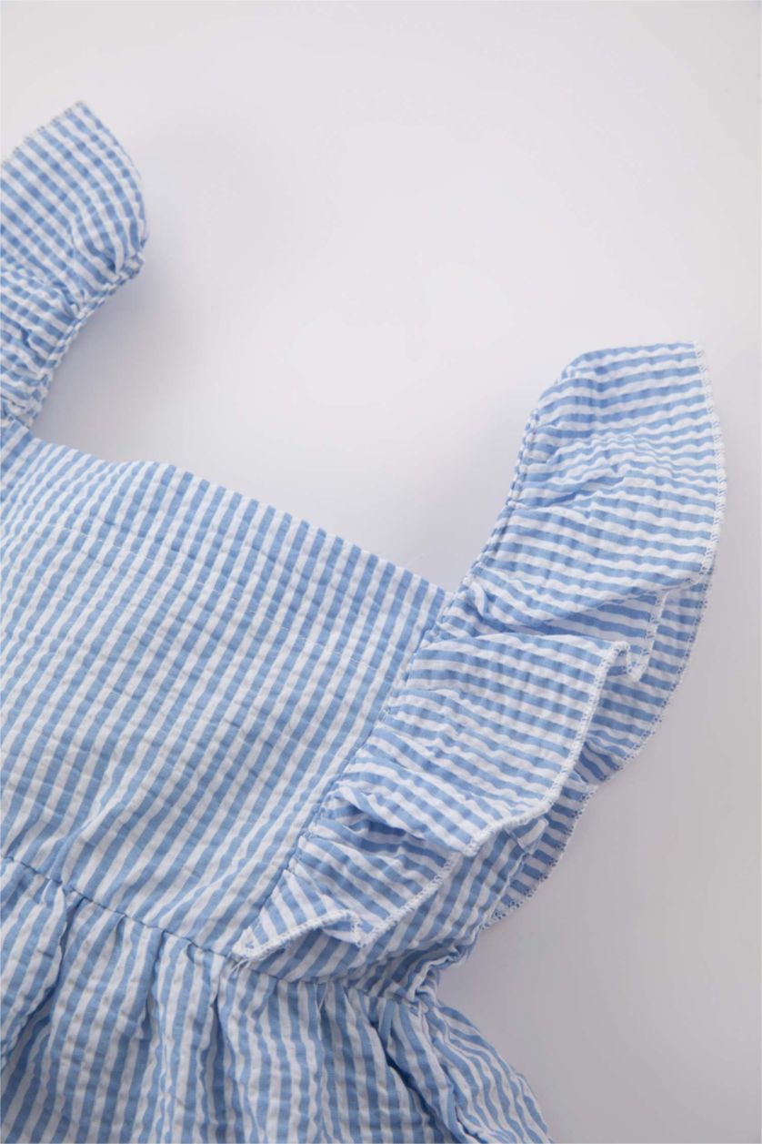 BABY GIRL White Regular Fit Striped Sleeveless Woven Dress