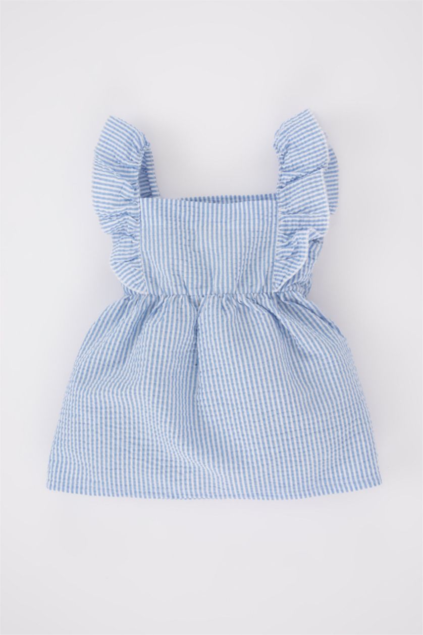 BABY GIRL White Regular Fit Striped Sleeveless Woven Dress