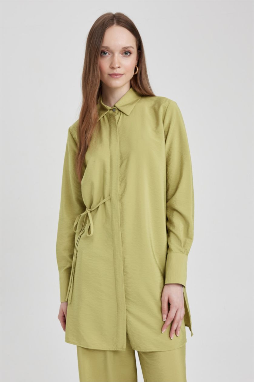 WOMAN Green Regular Fit Long Sleeve Tunic