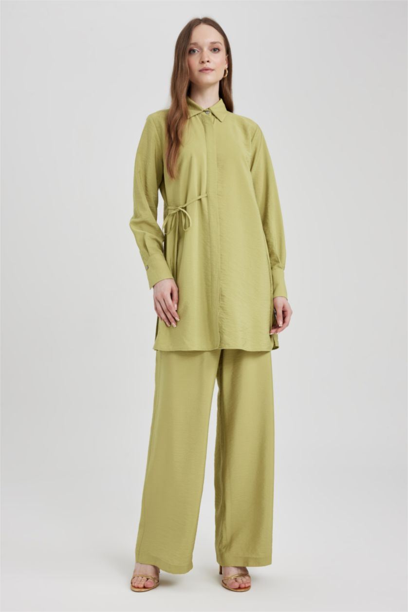 WOMAN Green Regular Fit Long Sleeve Tunic