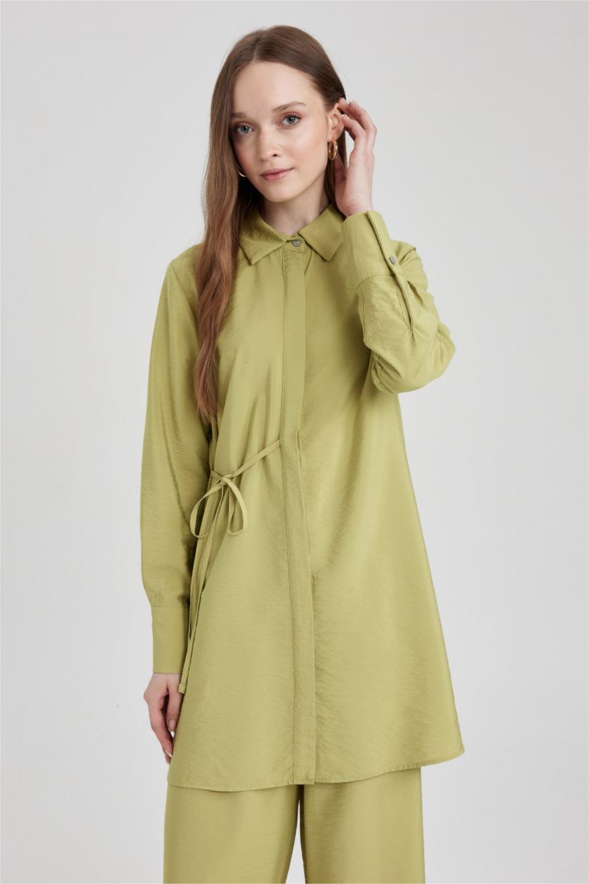 WOMAN Green Regular Fit Long Sleeve Tunic