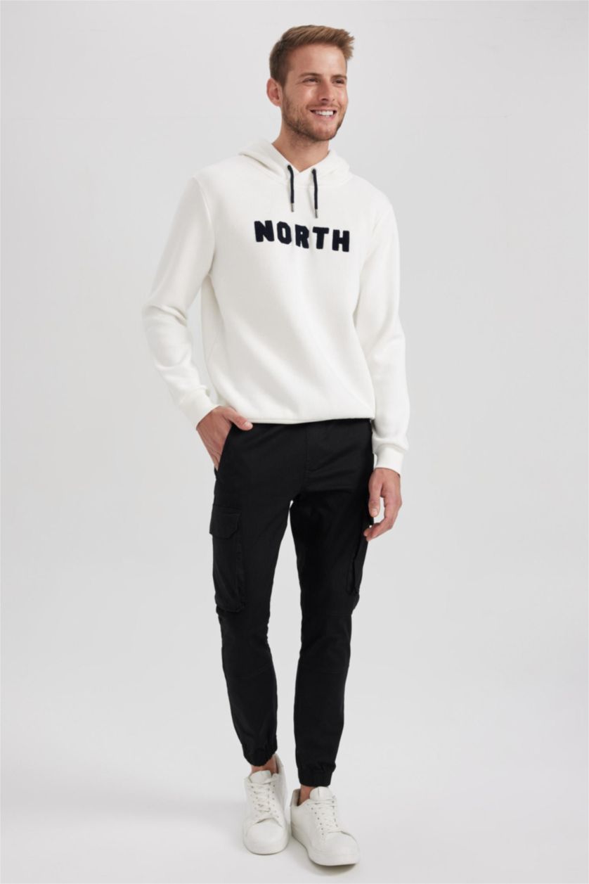 HOMME Noir Pantalon Cargo Coupe Slim