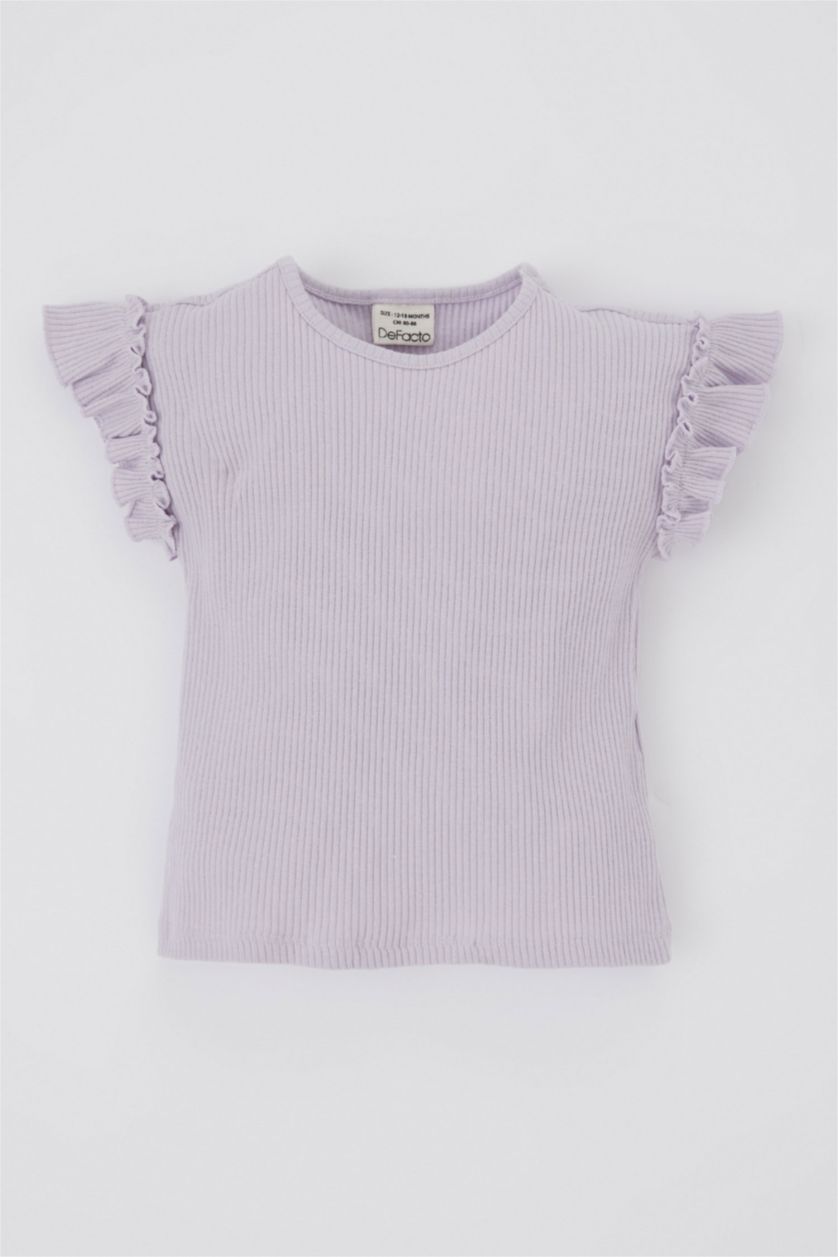 BÉBÉ FILLE Violet Clair T-Shirt à Manches Courtes Col Ras Du Cou BéBé Fille