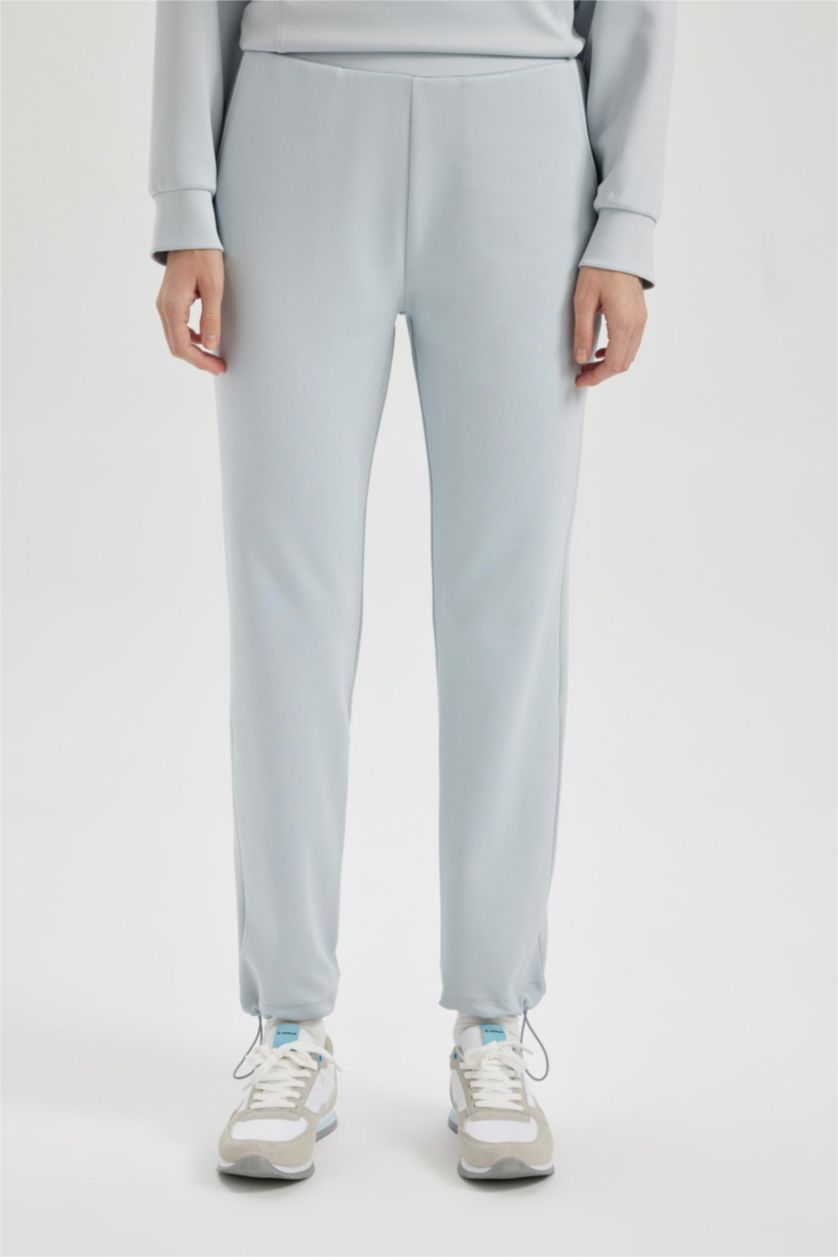 WOMAN Light Grey DeFactoFit Standard Fit Short Leg Skuba Diving Fabric Sweatpants