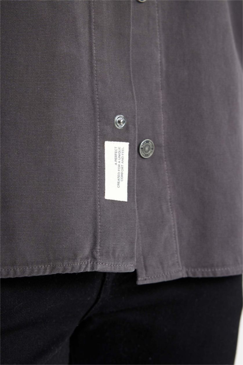 Man Anthracite Relax Fit Long Sleeve Overshirt