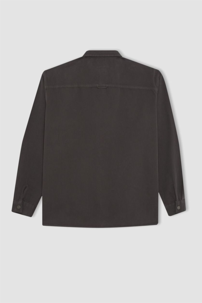 Man Anthracite Relax Fit Long Sleeve Overshirt