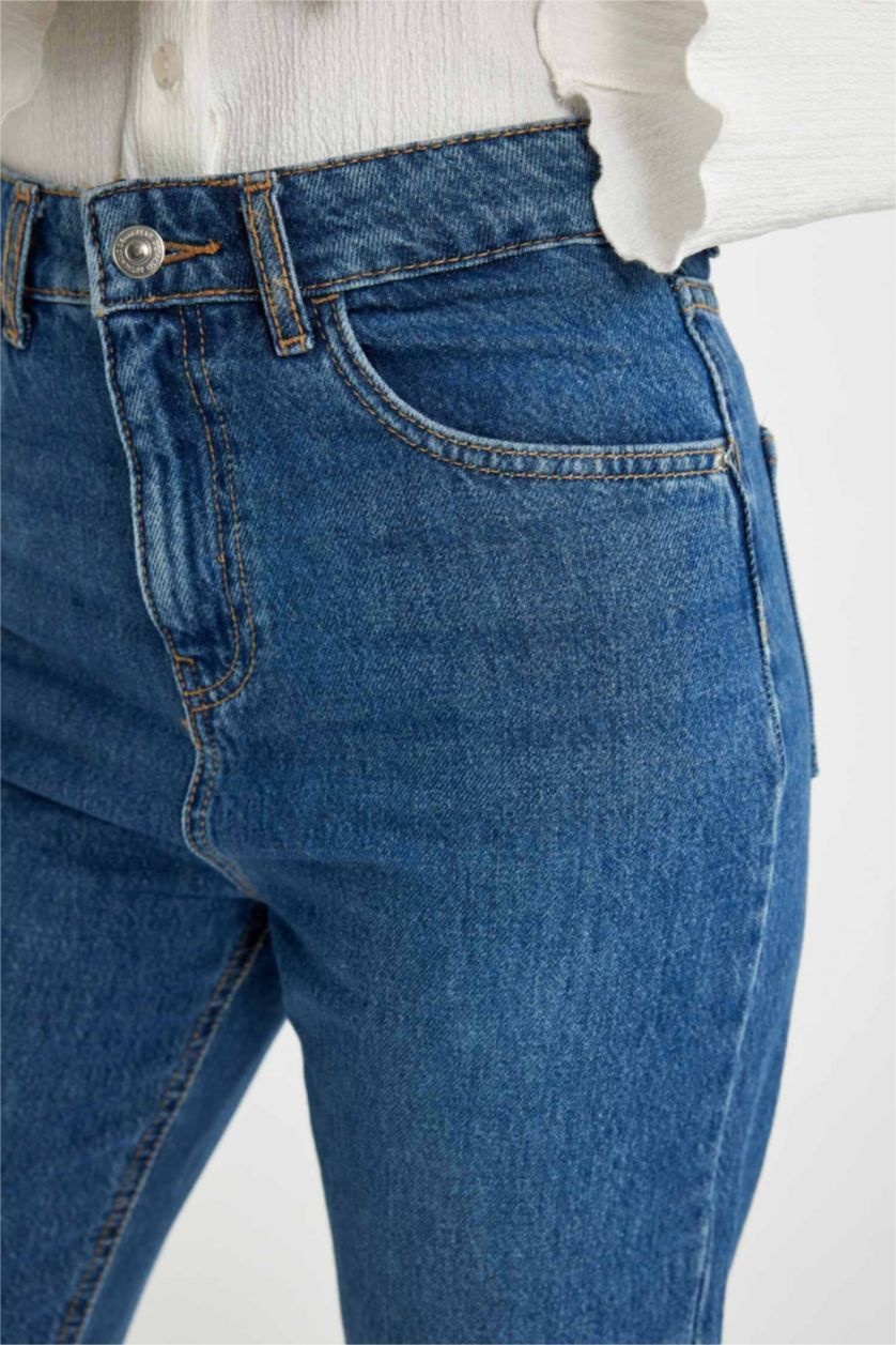 WOMAN Blue Lina Mom Fit High Waist Comfortable Fit Light Slim Leg Ankle Length Jeans