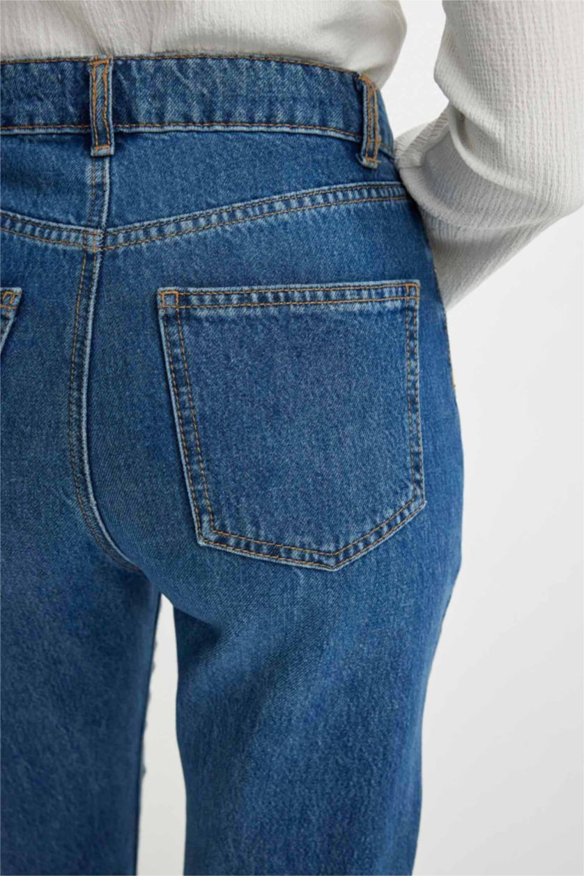 WOMAN Blue Lina Mom Fit High Waist Comfortable Fit Light Slim Leg Ankle Length Jeans