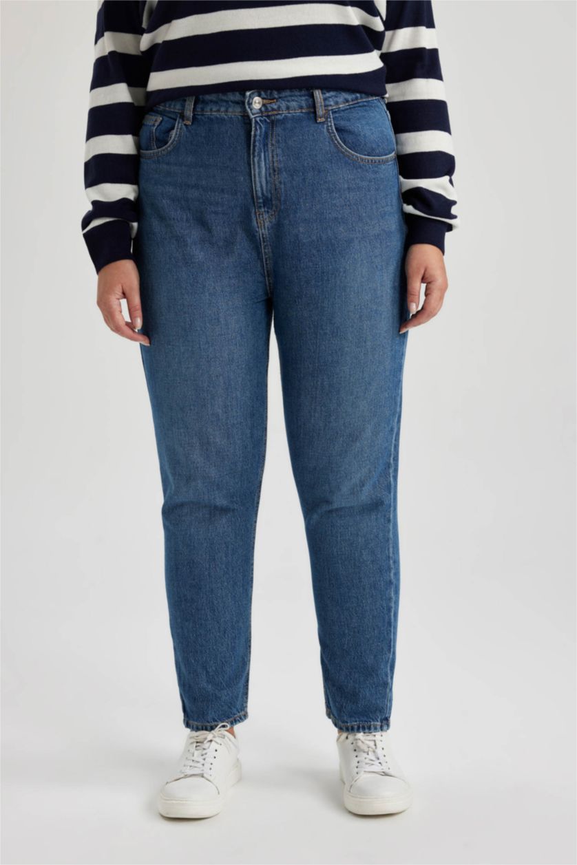 WOMAN Blue Lina Mom Fit High Waist Comfortable Fit Light Slim Leg Ankle Length Jeans