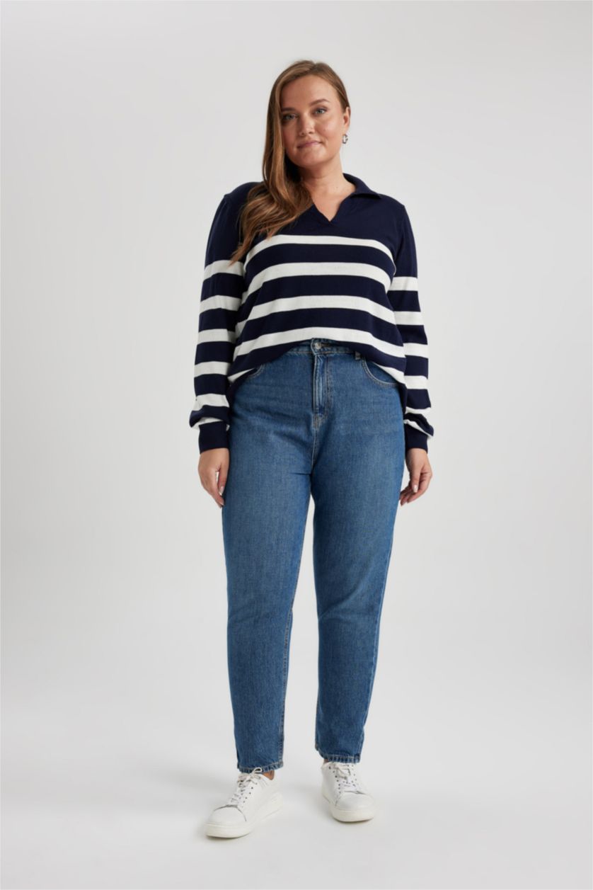 WOMAN Blue Lina Mom Fit High Waist Comfortable Fit Light Slim Leg Ankle Length Jeans