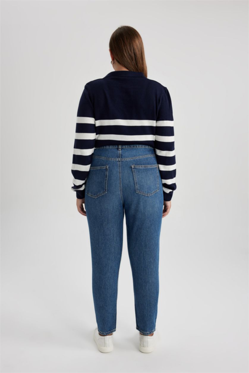 WOMAN Blue Lina Mom Fit High Waist Comfortable Fit Light Slim Leg Ankle Length Jeans