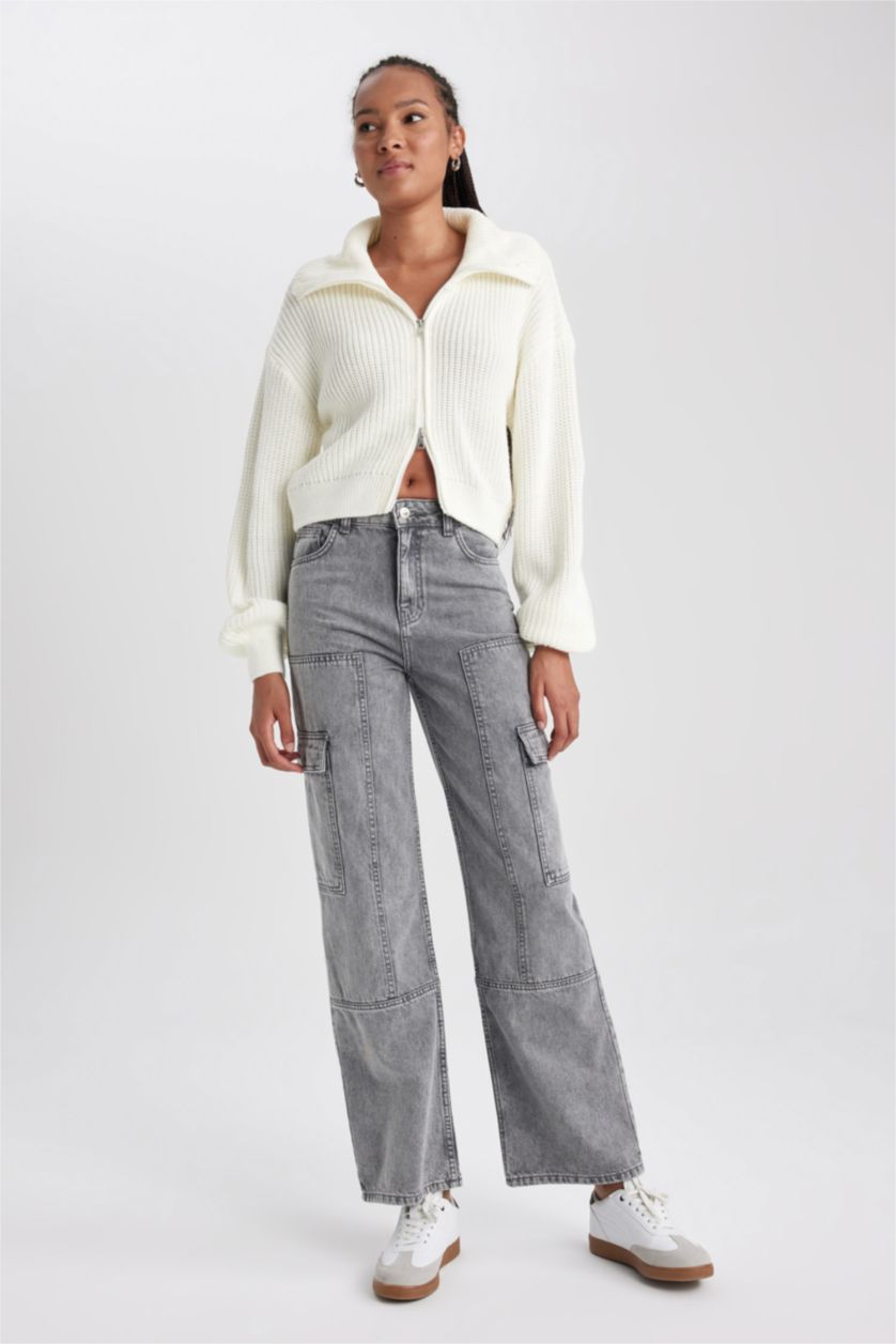 حريمي رمادي بنطلون جينز قطن طويل