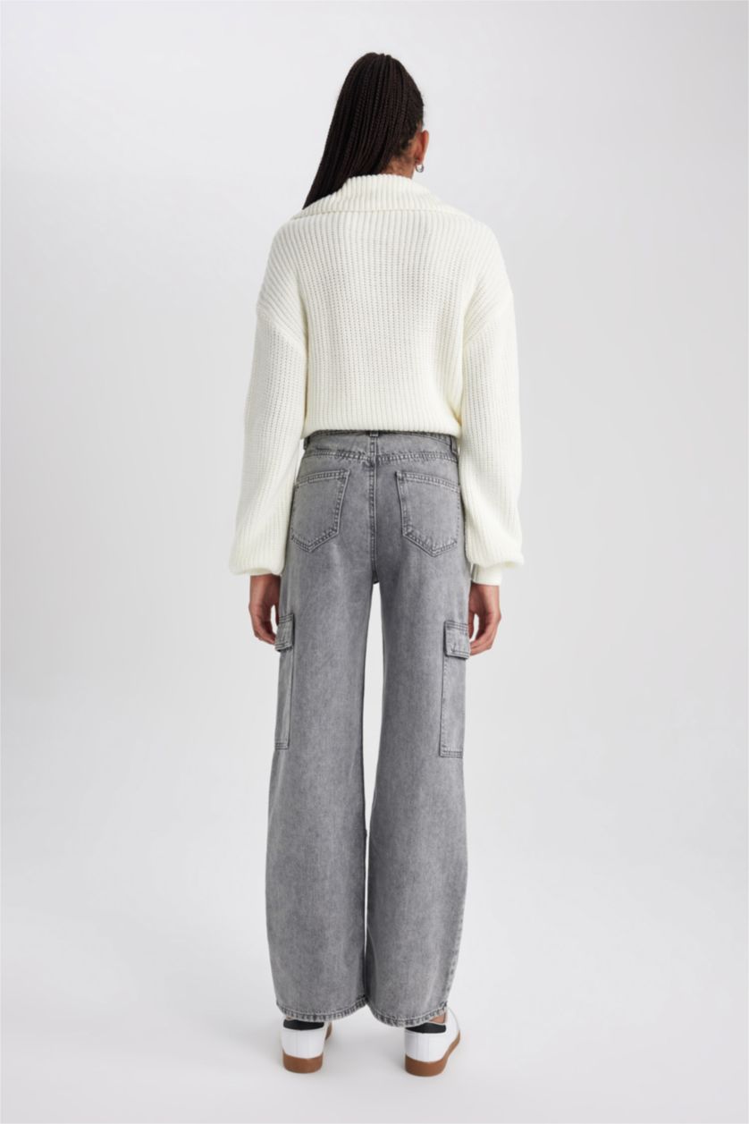 حريمي رمادي بنطلون جينز قطن طويل