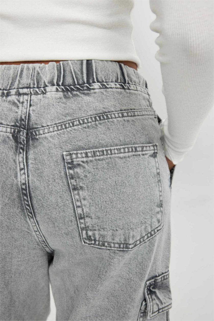 WOMAN Grey Normal Waist Cargo Jogger Trousers