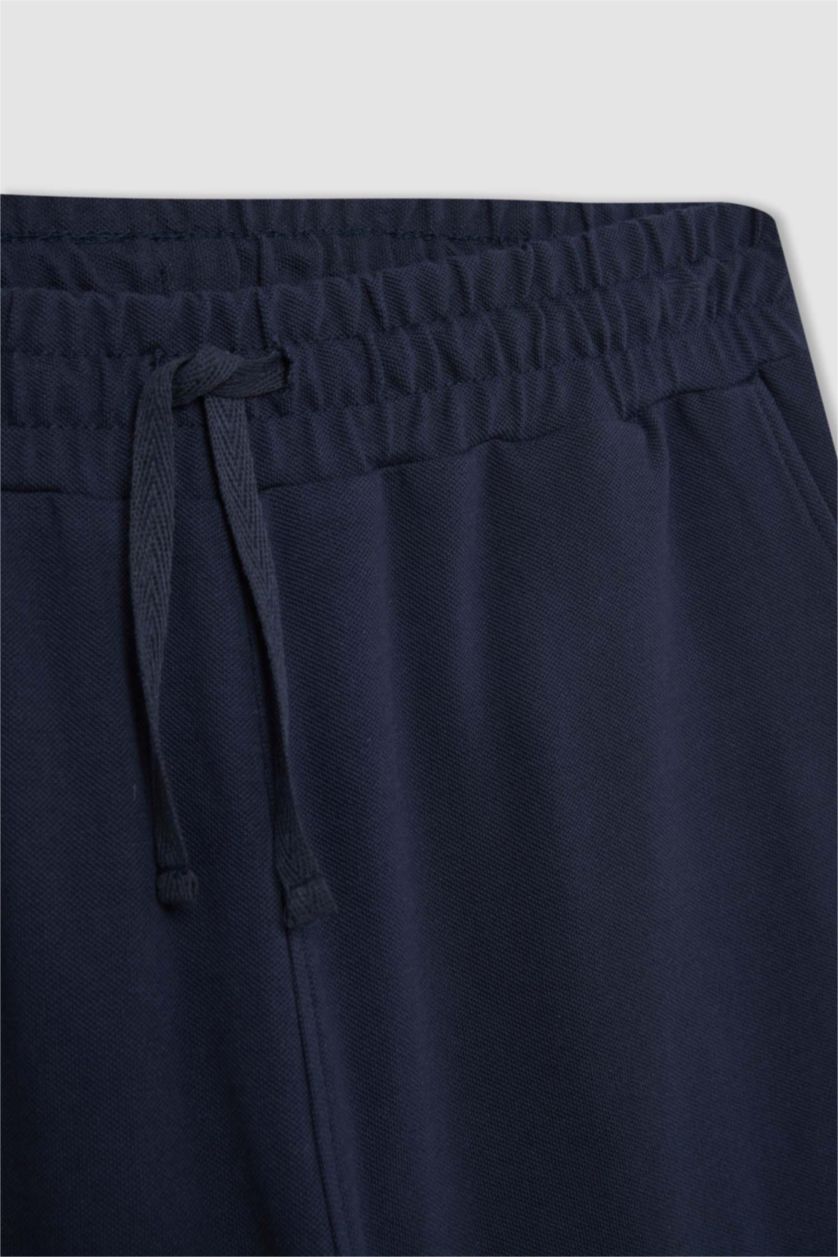 Erkek Lacivert Regular Fit Cepli Pike Şort Pijama Altı