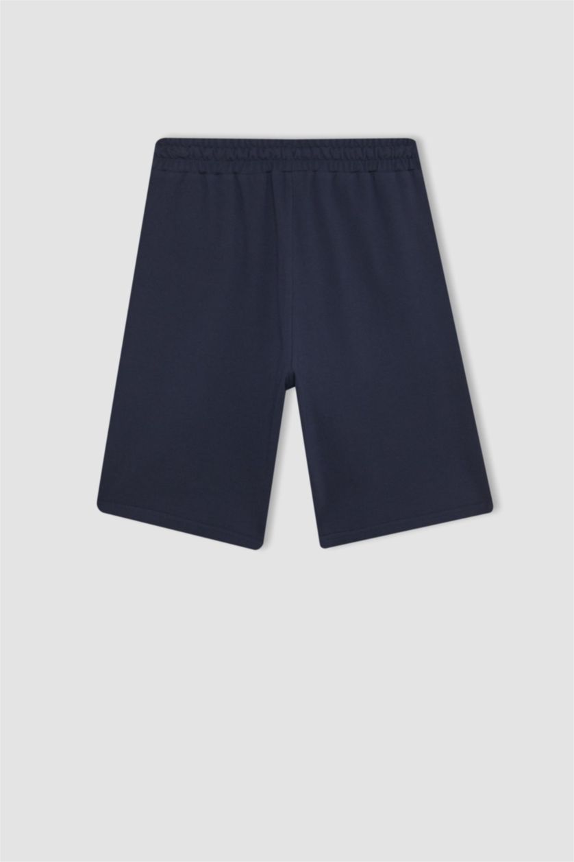 Erkek Lacivert Regular Fit Cepli Pike Şort Pijama Altı