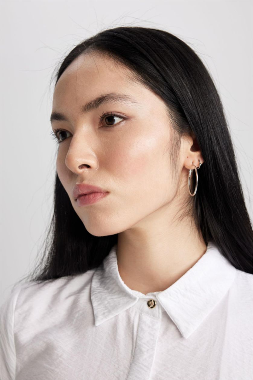 Woman White Regular Fit Long Sleeve Tunic