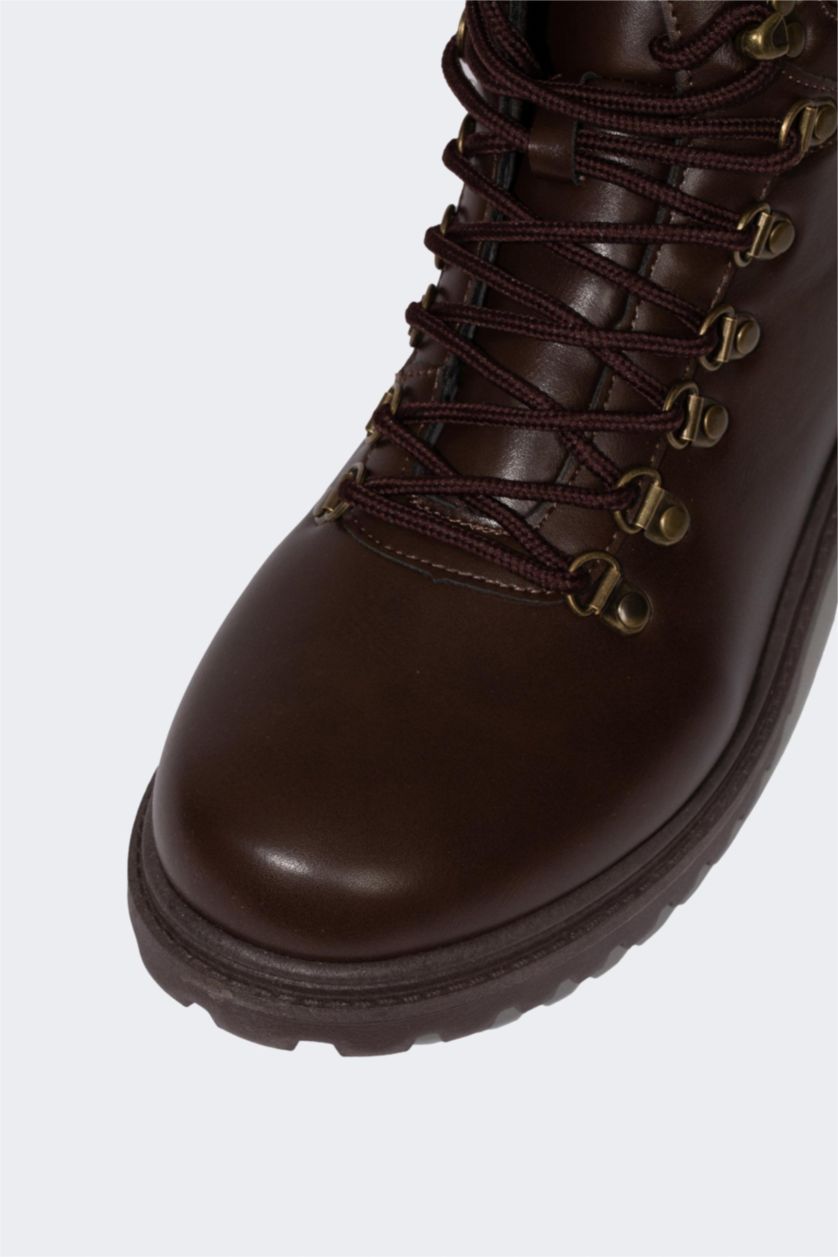 Мужчины Коричневый Ботинки на шнуровке на плоской подошве из искусственной кожи для мужчин