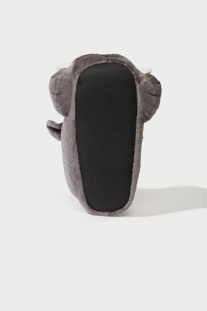 Erkek Antrasit Erkek Köpek Temalı Düz Taban Panduf
