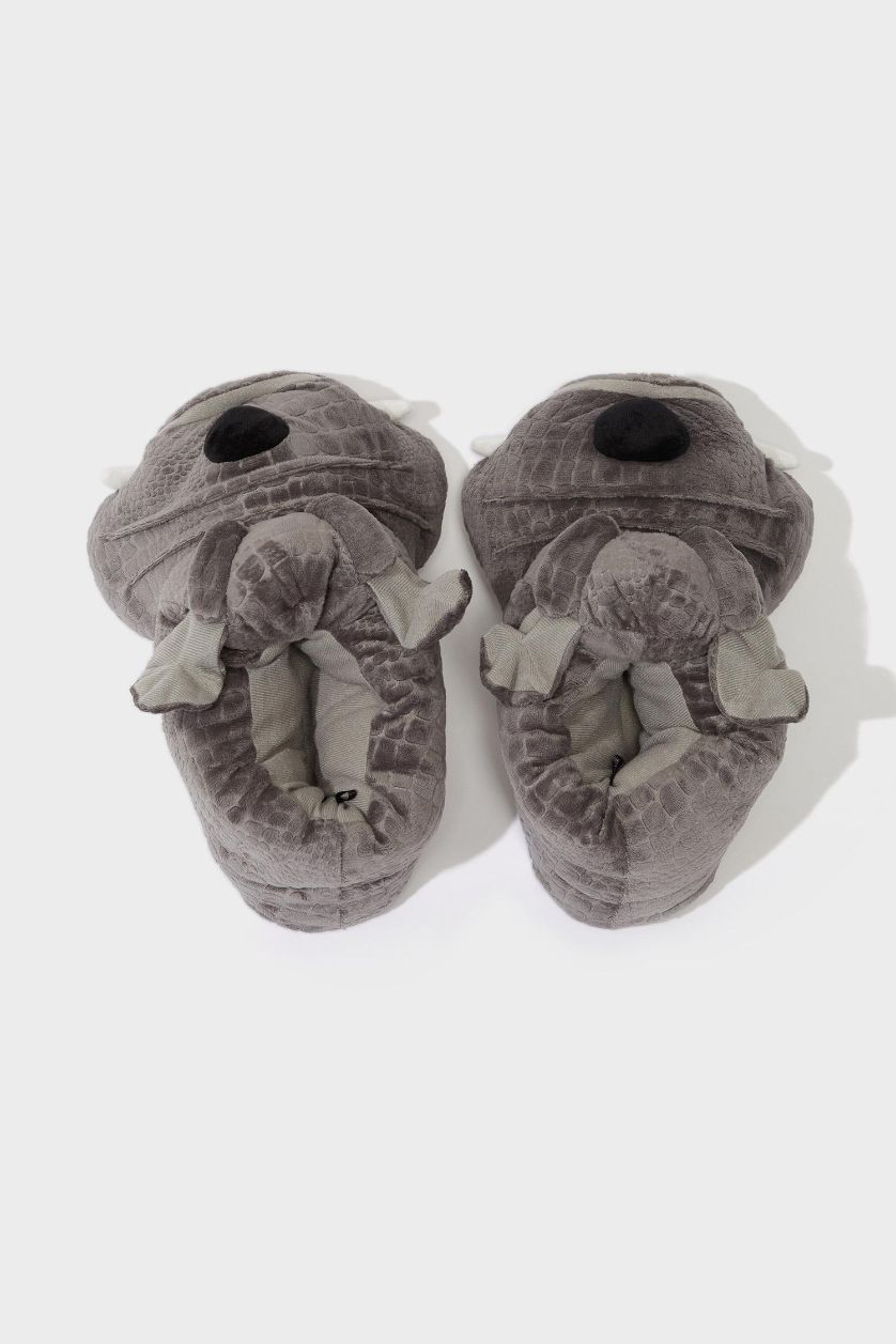 Erkek Antrasit Erkek Köpek Temalı Düz Taban Panduf
