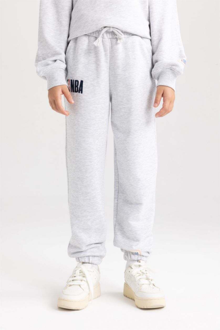 GIRLS & TEENS Grey Melange Girl NBA Logo Relax Fit Sweatpant