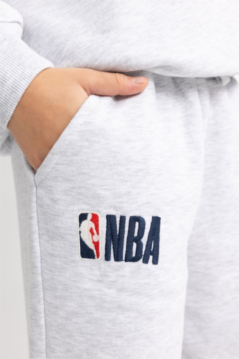 GIRLS & TEENS Grey Melange Girl NBA Logo Relax Fit Sweatpant