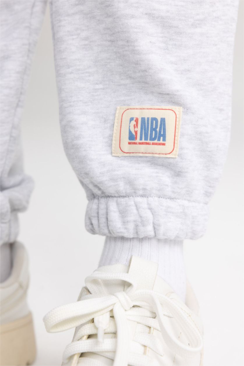 GIRLS & TEENS Grey Melange Girl NBA Logo Relax Fit Sweatpant