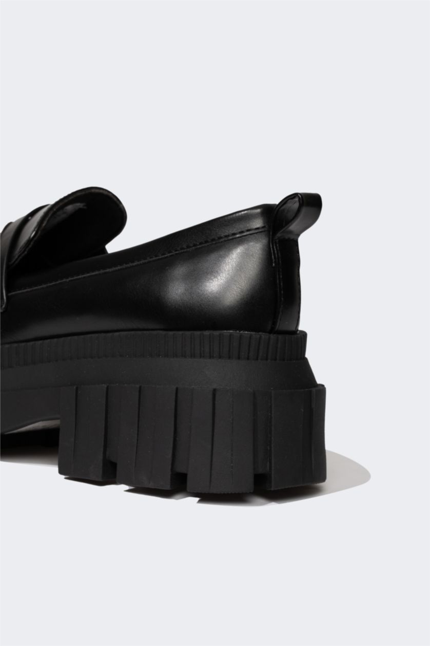 Женщины Черный Классическая обувь с толстой подошвой из искусственной кожи для женщин