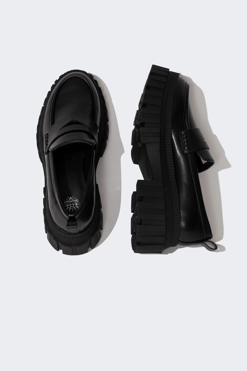 Женщины Черный Классическая обувь с толстой подошвой из искусственной кожи для женщин