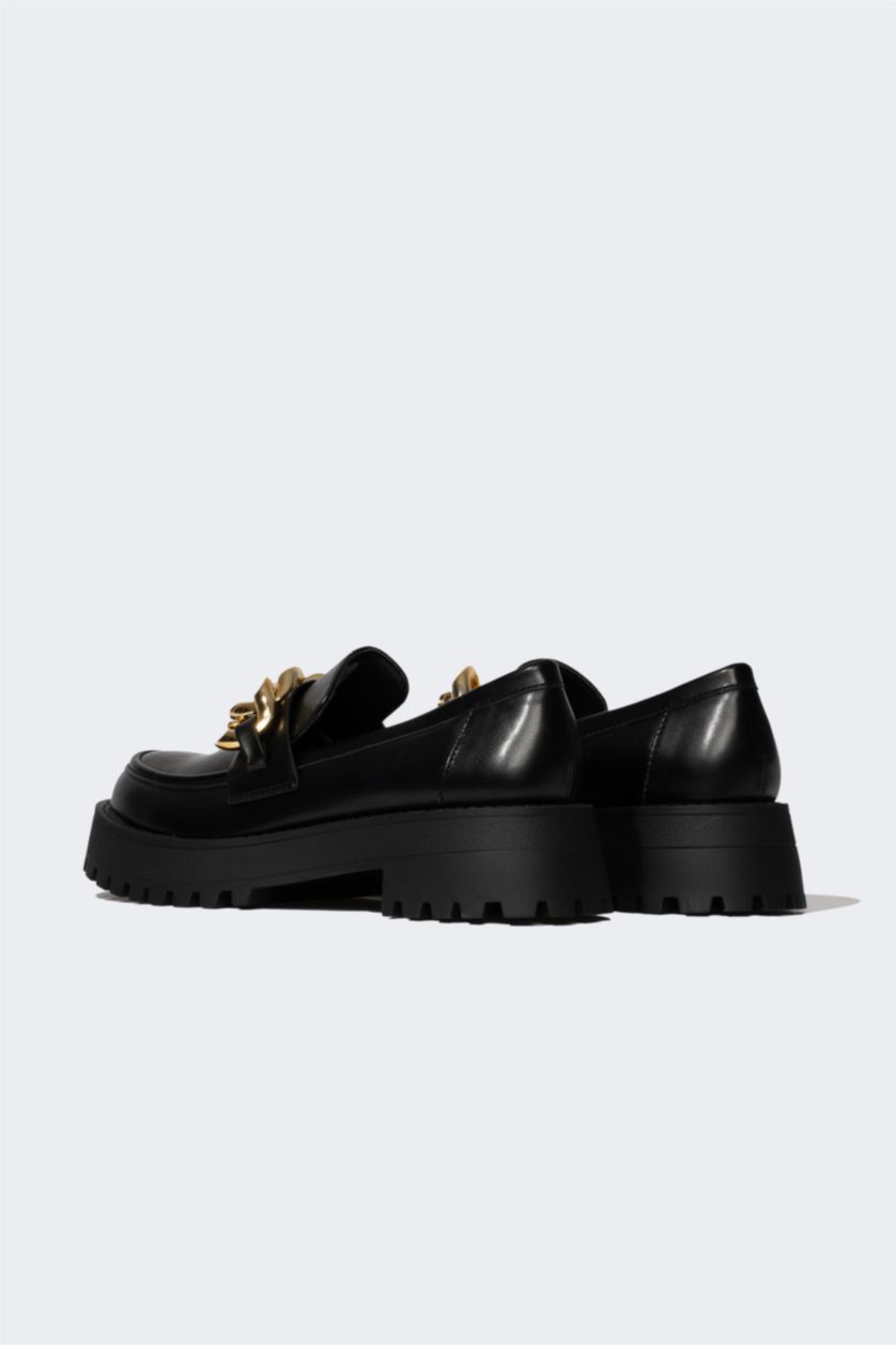 نساء أسود حذاء كلاسيكي نسائي جلد صناعي بكعب سميك