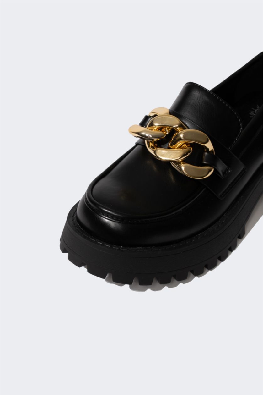 نساء أسود حذاء كلاسيكي نسائي جلد صناعي بكعب سميك