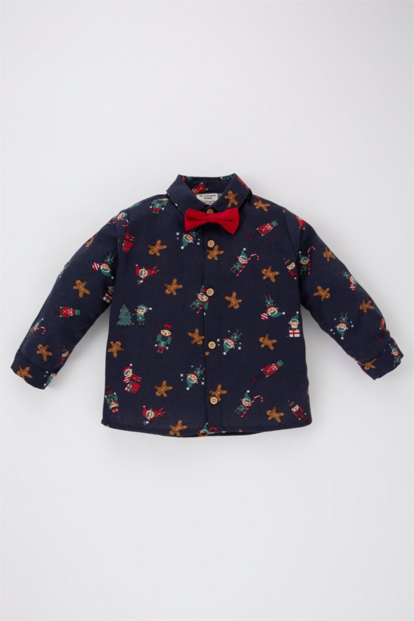 BABY BOY NAVY Baby Boy Christmas Themed Shirt with Tie 2 Piece