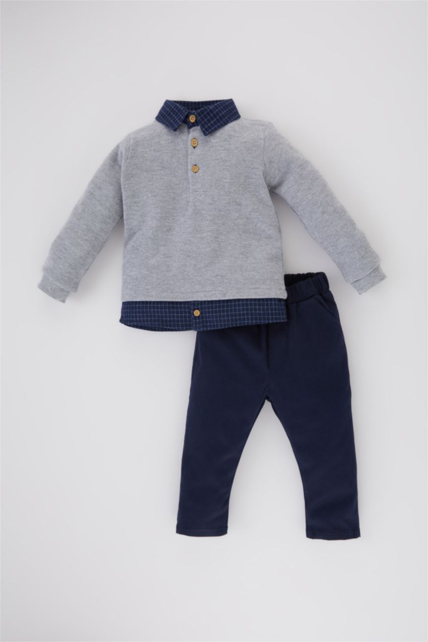 BABY BOY NAVY طقم قصة عادية