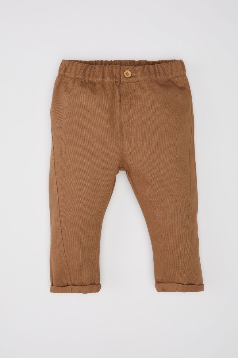 Erkek Bebek Bej 2'li Takım Dik Yaka Fermuarlı Sweatshirt Beli Lastikli Alt Erkek Bebek