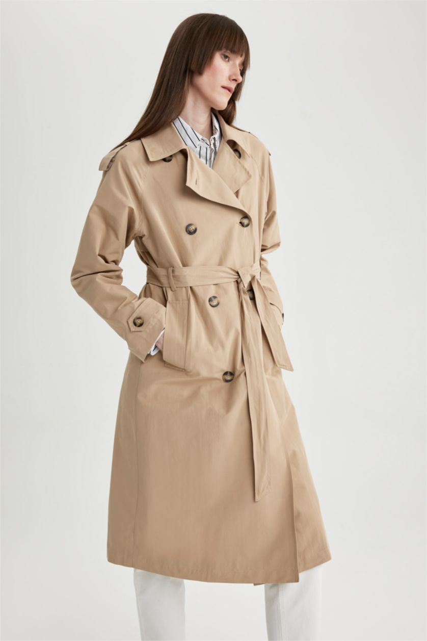 Kadın Kum Regular Fıt Trençkot