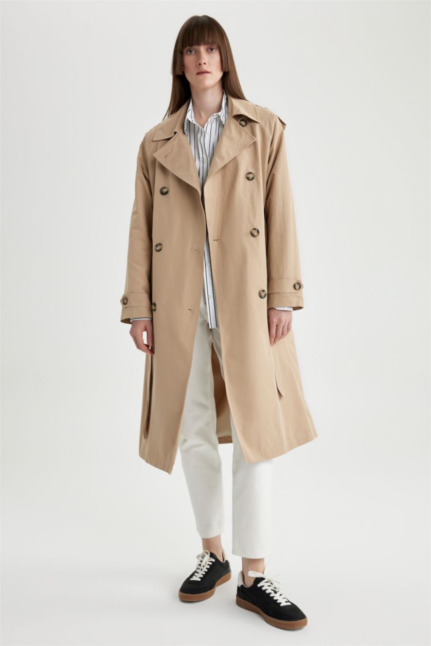 Kadın Kum Regular Fıt Trençkot