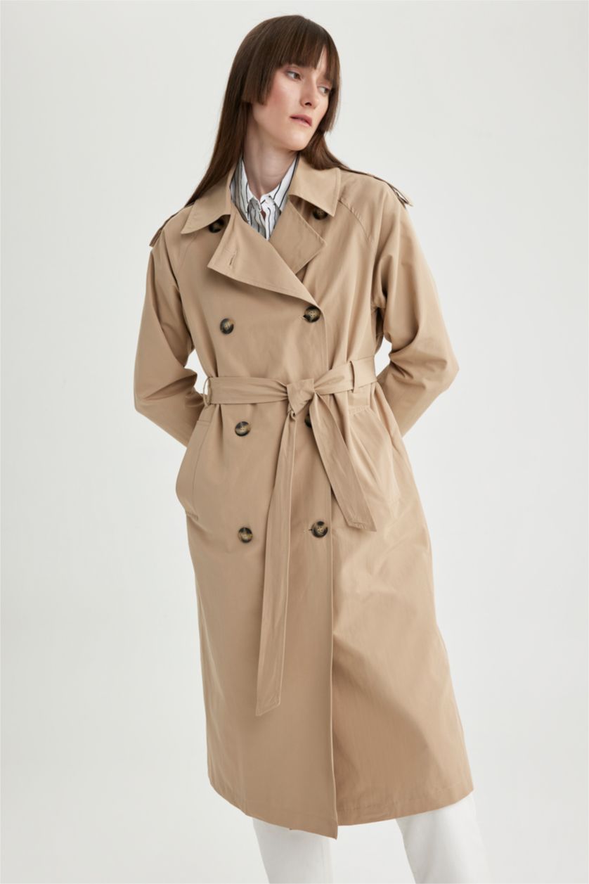 Kadın Kum Regular Fıt Trençkot