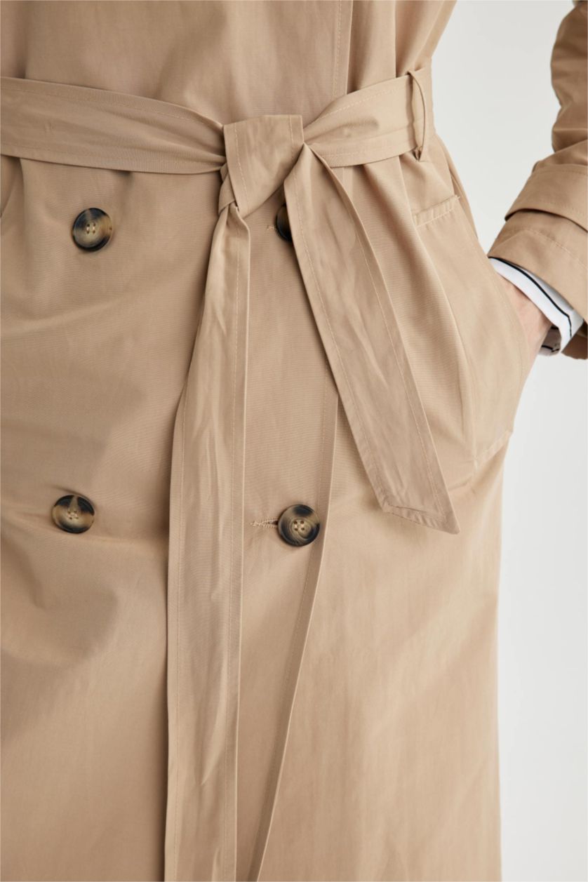 Kadın Kum Regular Fıt Trençkot