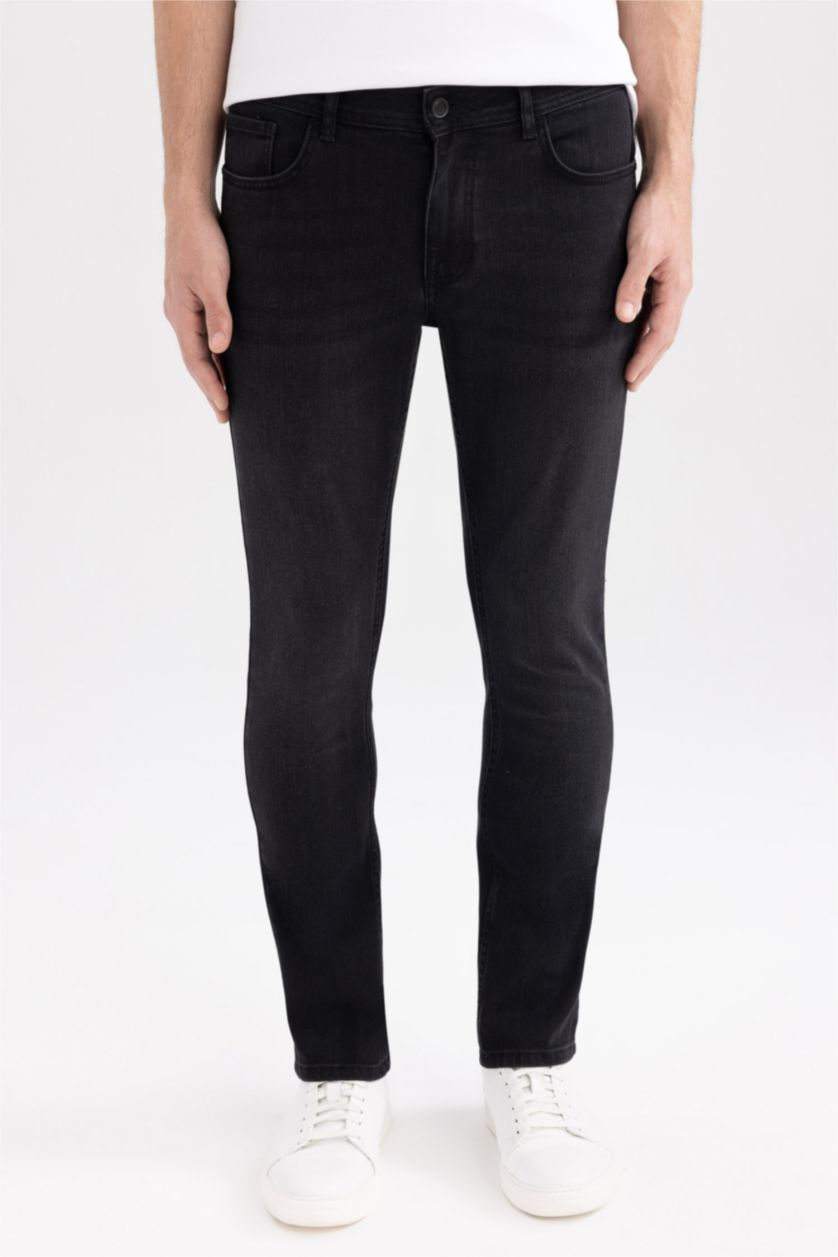 HOMME Noir Pantalon Jean PEDRO - Coupe slim en jean Ourlet étroit