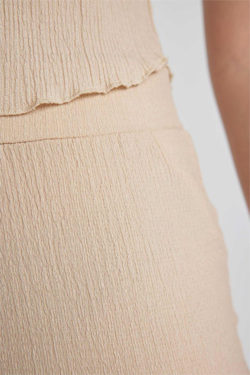 Woman Light Beige Pencil Skirt Maxi Knitted Skirt