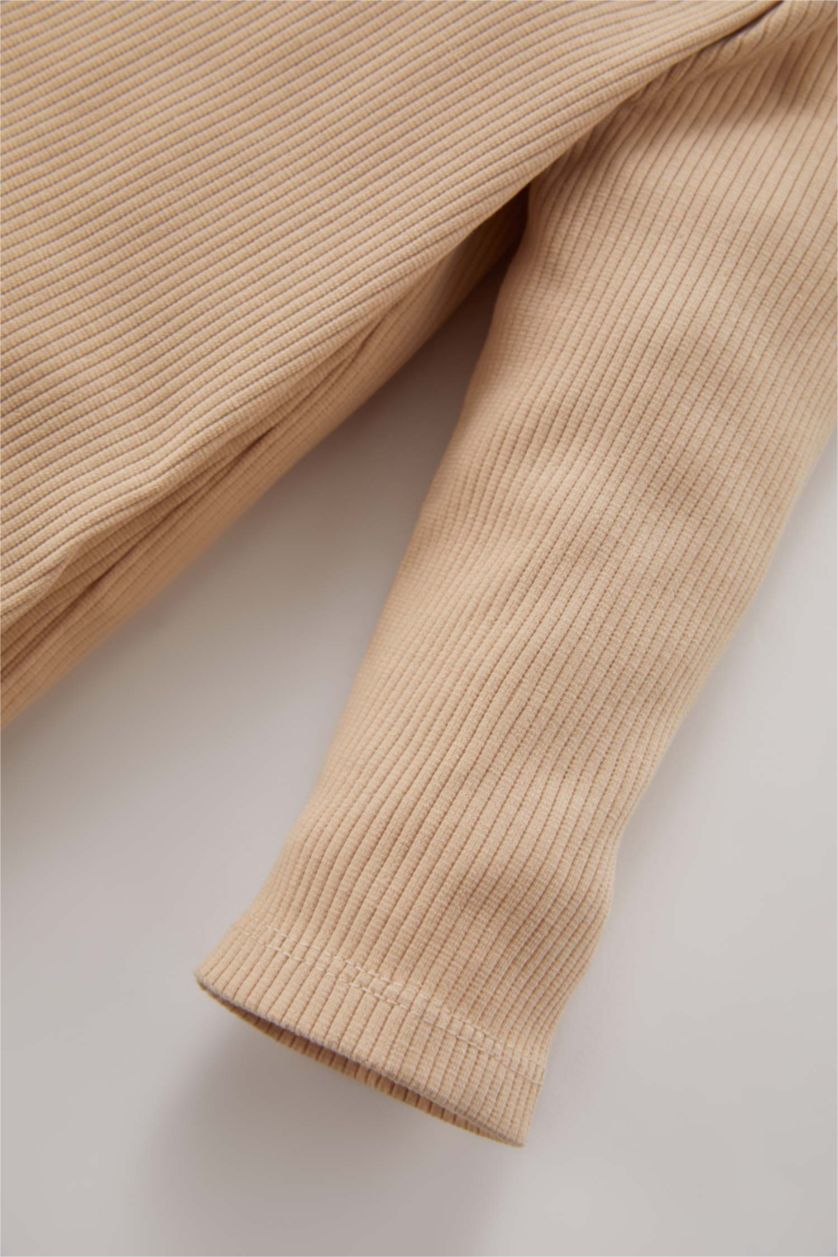 BABY BOY Beige Baby Boy Bear Printed Ribbed Camisole Jumpsuit