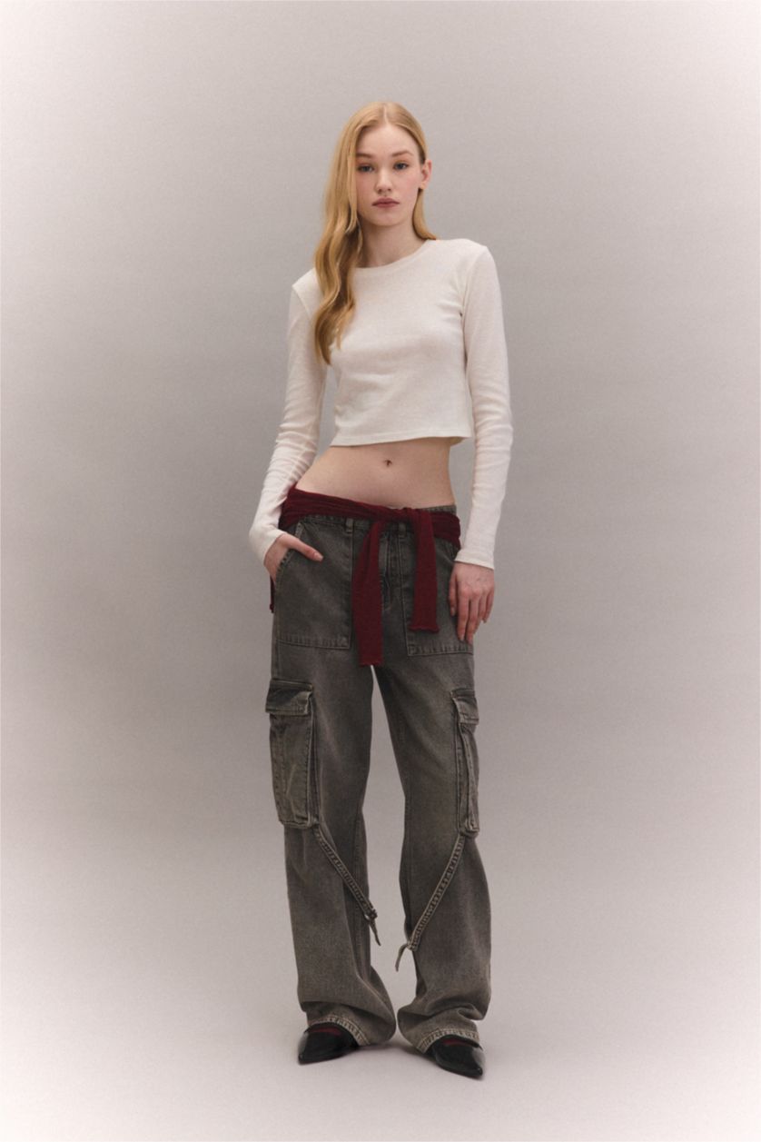 نساء اوف وايت تيشيرت ردن طويل سليم فيت