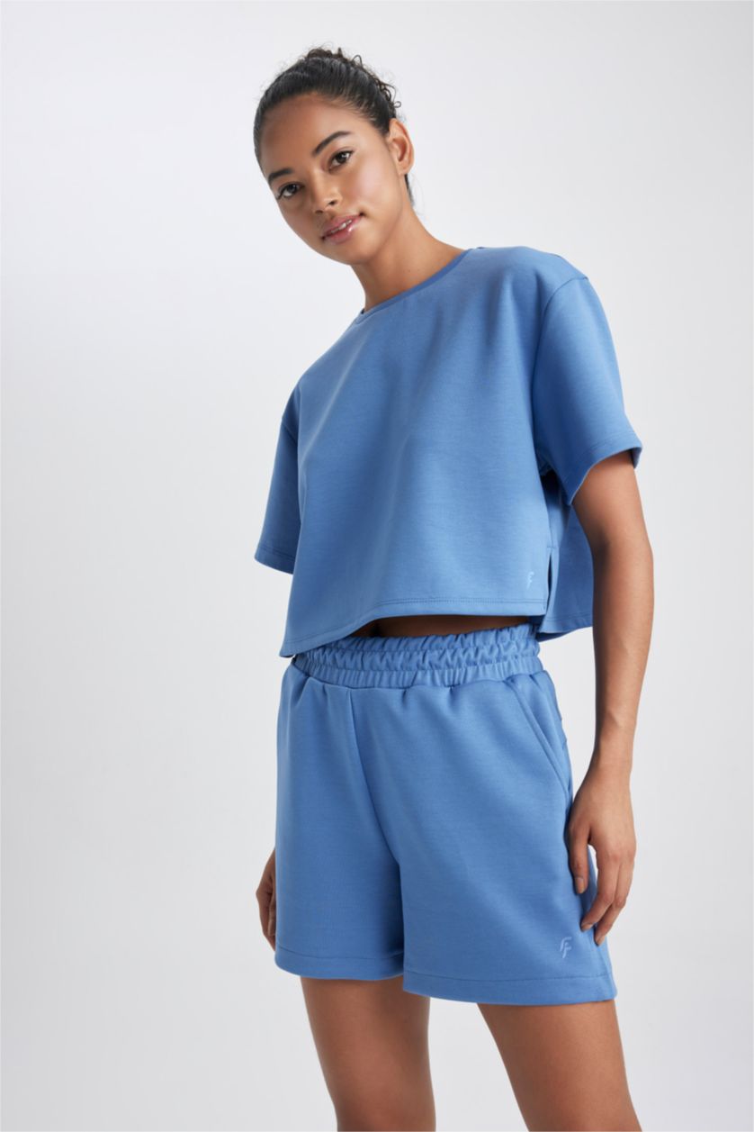 WOMAN Dark Blue Standard Fit Short Leg Shorts