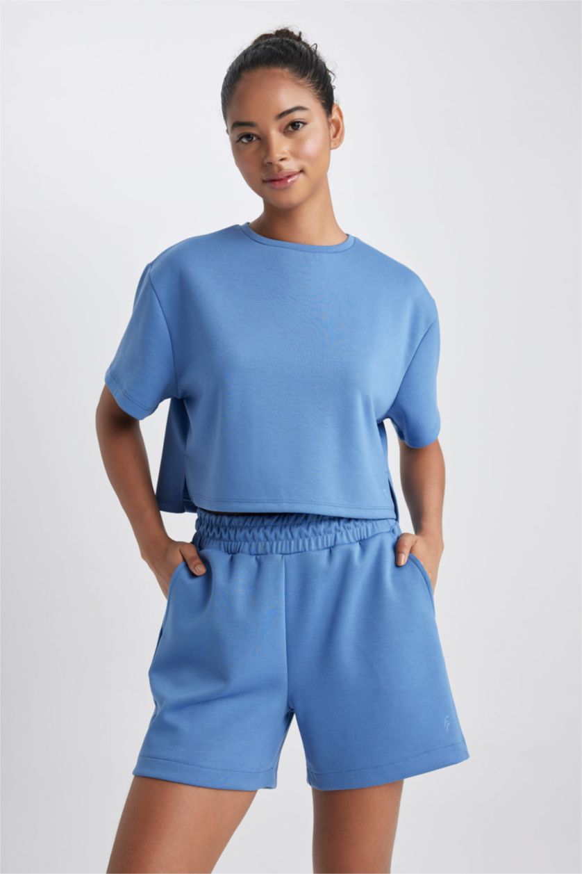 WOMAN Dark Blue Standard Fit Short Leg Shorts