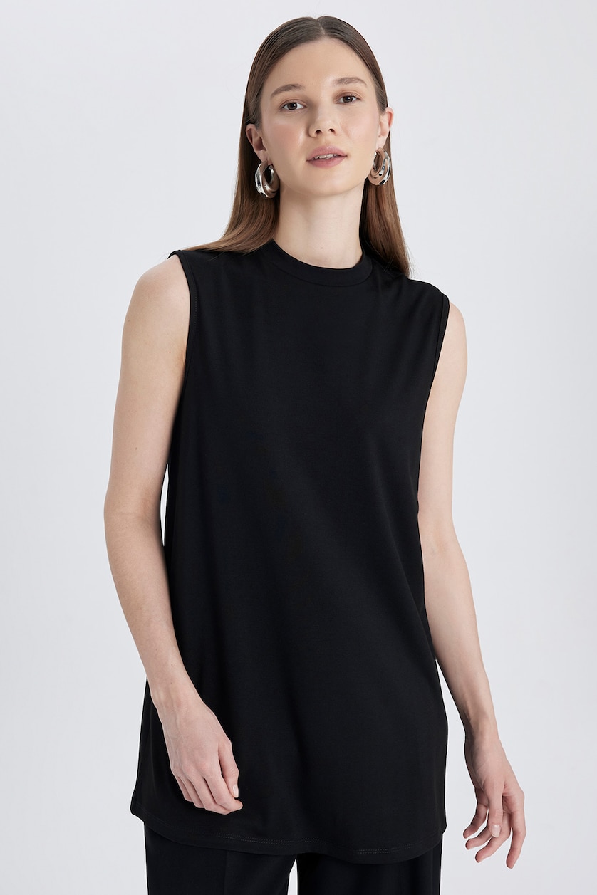نساء أسود Regular Fit Short Sleeve Tunic