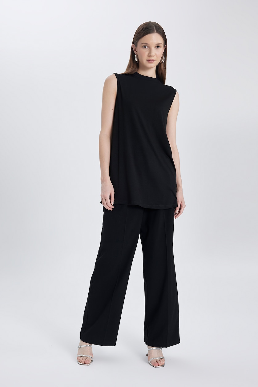 نساء أسود Regular Fit Short Sleeve Tunic